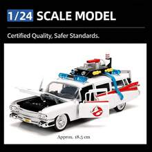 Simba Jada Toys Hollywood Rides Ghostbusters ECTO‑1 1:24 Scale Die‑Cast Vehicle, White Collectible Display Toy For Movie Fans & Hobby Collectors - Multicolor - View 5