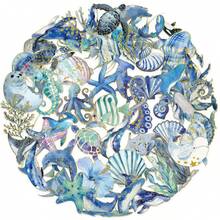 50pcs Ocean Creature Stickers With Gold Foil, Suitable For Laptop, Scrapbook, Journal, Water Bottle, Guitar, Helmet And Other DIY Decorations - 1 Set - View 15