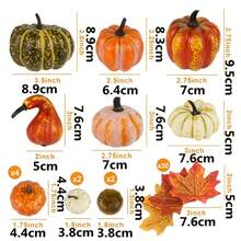 44pcs Realistic Pumpkin Halloween Decorations, Durable, Multiple Sizes Available, Spooky Autumn Harvest Home Decor, Halloween Decor - View 6