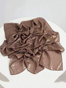 1pc Pearl Chiffon Leopard Print Scarf With Gold Foil, Large Shawl Headscarf - Multicolor - View 9