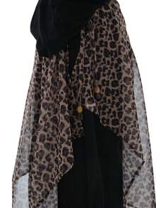 Y2K Vintage Leopard Print Waist Skirt, Asymmetrical Lace-Up Layered Apron Decor, Women's Street Style Sheer Wrap Accessory - Multicolor - View 4