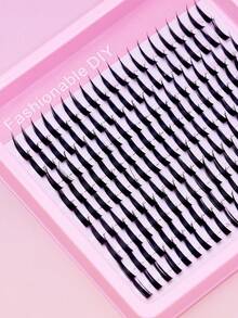 Spiky Fairy Individual Cluster Eyelashes Sharp Pointed Tip DIY Segmented False Lashes Dramatic Spiky Style Voluminous Dense Lash Bundles Soft Synthetic Fibers Reusable Home DIY Lash Extensions For Halloween Cosplay Party Bold Eye Looks - C - View 2