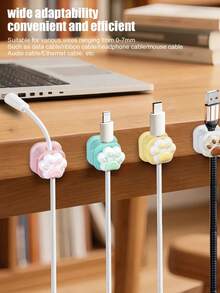 Cute Cat Paw Magnetic Cable Holder, Slot‑Type Self‑Adhesive Cable Clips, Desktop Wire Organizer, Cable Management Tidy Fixer For USB Cables & Power Cords, Multiscene For Desktop Bedside Table Car Home Office - Multicolor - View 3