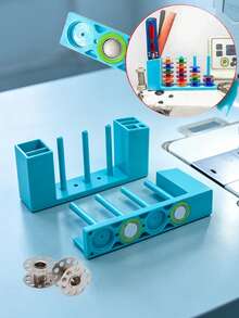 Multifunctional Magnetic Tool Holder Storage Box,Equipped With A Bobbin, Suitable For Sewing Machine Thread Spools, Screwdrivers, Tweezers - Blue, With Colorful Knob, No Installation Required, Convenient Storage, Sewing Machine Accessory - A - View 5