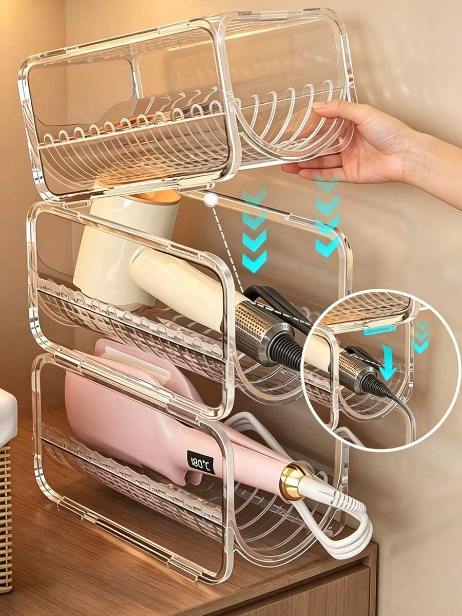 Curling Iron Storage Rack, No-Drill Curling Iron/Straightener Holder, Hair Dryer Storage Box, Egg Roll Storage Box, Item Storage Rack, Straightening Comb Storage Rack, Flat Iron Holder, Multi-Functional Hair Tool Wall-Mounted Storage Rack, Stackable Design, Countertop Style, Suitable For Bathroom, Countertop, Straightener Holder Can Be Installed Under Sink |, Bathroom Supplies, Kitchen Supplies, Back To School, Home Decor, Room Decor, Perfect Holiday Party Gift, Gift For Women, Gift For Mother