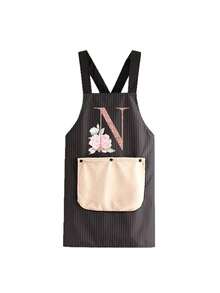 Kitchen Apron Featuring A Detachable Hand Towel, A Design With Letter And Floral Patterns, And Dual Pockets; Durable And Easy To Clean, Making It Ideal For Baking, Cooking, And Use In Both Homes And Restaurants. - Multicolor - View 15