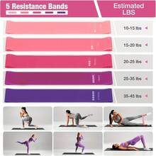 Satu set perlengkapan olahraga rumahan yang berisi 5 jenis resistance band, termasuk peralatan Pilates penting seperti cincin Pilates, bola latihan mini, tali yoga, dan resistance band. - MultiWarna - View 5