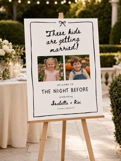 Wedding Eve Welcome Sign, Wedding Rehearsal Dinner Sign, "These Kids Are Getting Married" Sign, Personalized Wedding Rehearsal Welcome Sign, DIY Wedding Sign Template, Wedding Weekend Party Decor, Rehearsal Dinner Decor, Engagement Party, Pre-Wedding Party And Wedding Reception Welcome Decor, Groom And Bride Fun Country Style Wedding Sign, Frame/Frame Not Included.