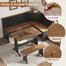 Breakfast Nook Dining Table Set, Corner Storage Organizer Box Small Spaces, Wooden Kitchen Furniture Display Rack, Style, Black Oak, Three Piece Set - 1 - View 5