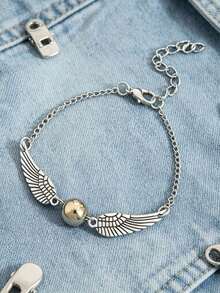 Golden Snitch Wings Bracelet - Handmade Hedwig Owl Pendant, Stackable Jewelry, Fan Gift, Magical Creature Style - one-size - View 4