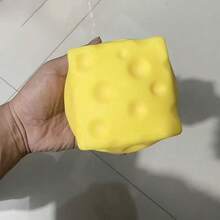 1Pc Yellow Cheese Block Squishy Toy, Soft Slow Rebound Fidget Toy, Simulation Cheese Squeeze Decompression Toy, For Desktop Decor, Stress Release, Anxiety Relief, Holiday Gift, Daily Relax Play - Multicolor - View 6