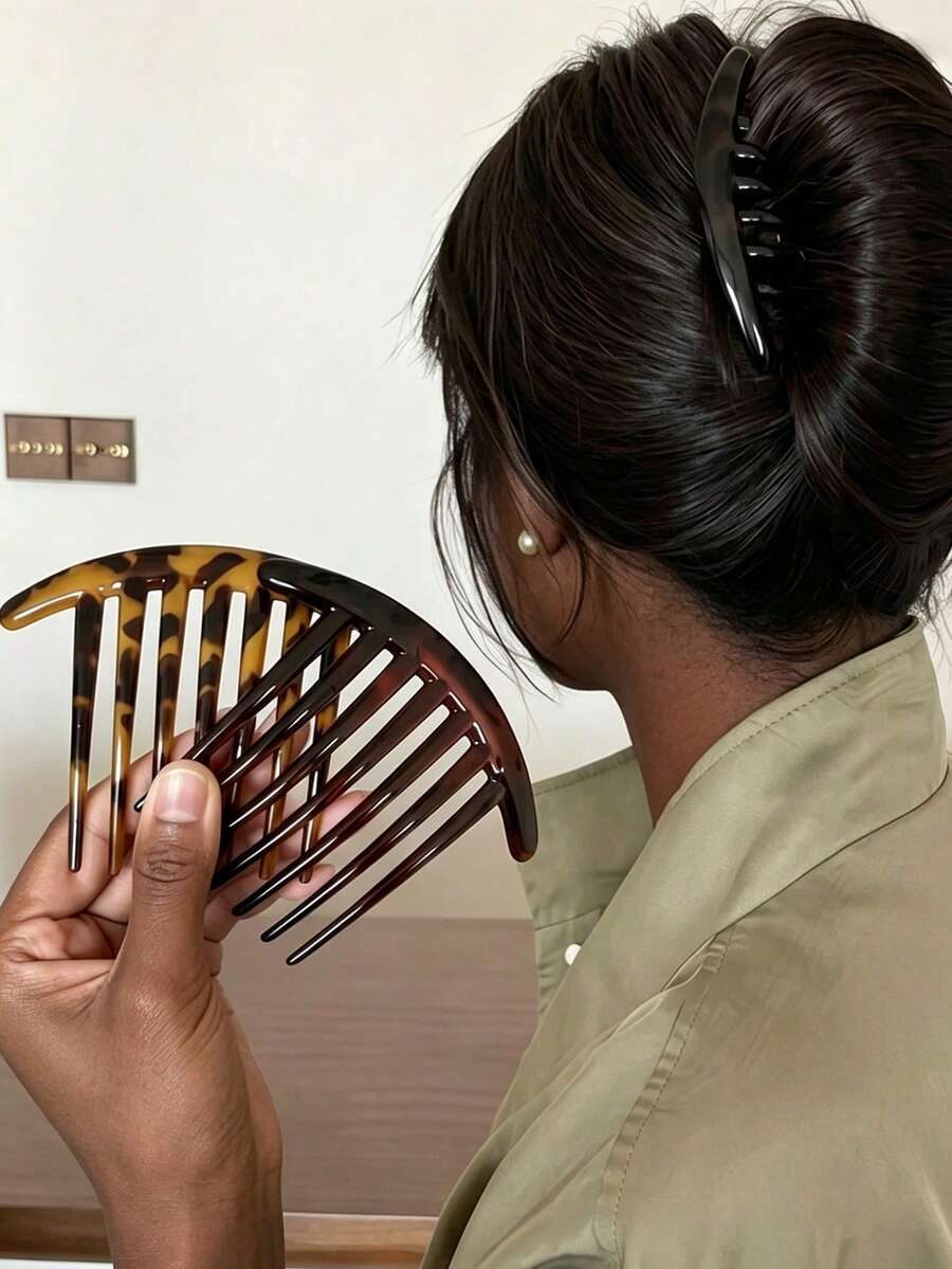 3/1pc French Hair Comb, Hair Clip, Universal, Women's Bun Styling Tool, INS Style, All-Season Essential, Commute/Date/Daily Fashion Hair Accessory, Bun Extender, Hair Styling Accessory, Hair Styling Tool, Travel Essential, Mini Essential