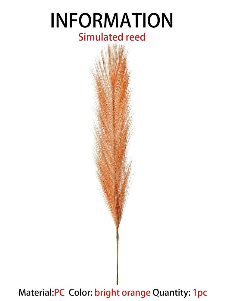 10/20/30/40pcs Artificial Reed Grass Bouquet, Suitable For Home, Autumn, Halloween, Room, Wedding, Bathroom, Wall, Living Room, Office And Christmas Decoration; Also Perfect For Valentine's Day, Back To School, Party And Faux Plants (Orange) - Bright Orange - View 10