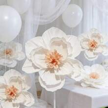 6pcs High Quality Large Artificial Peony Flowers 29.97cm*6pcs Handmade Paper Flower Set Suitable For Wedding Flower Wall Decoration, Window Arch Arrangement, Birthday Party Backdrop, Home Wall Decor - 6Pcs - View 7