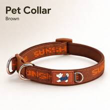 1 Buah Kalung Anjing Gaya Vintage | Cincin Ganda Berkekuatan Tarik Tinggi | Anyaman Poliester Jacquard Huruf | Lapisan Neoprene yang Nyaman untuk Melindungi Bulu | Dapat Diatur | Cocok untuk Anjing Kecil dan Sedang untuk Penggunaan di Dalam dan Luar Ruangan - Coklat - View 1