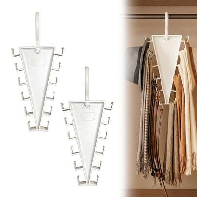 4pcs Multi-Functional V-Shaped Double-Sided Hanging Rack, 360° Rotating Space-Saving Closet Organizer, Suitable For Hats, Scarves, Belts, Bags And Ties, Convenient For Travel