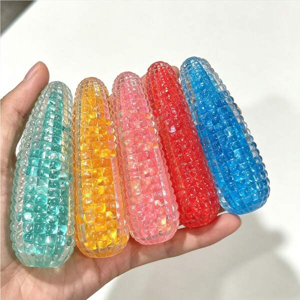 1pc Super Stress-Relieving Fun Glass Crystal Corn Squeeze Toy, Malleable Rebound Stress Ball Corn, Sand-Filled Decompression Toy