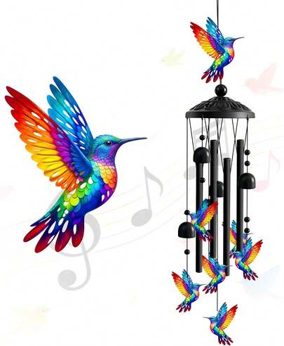 Hummingbird Wind Chimes For Outside,35.4in Vibrant Metal Windchimes Outdoors,Hummingbirds Gifts For Women/Men,Metal Windchimes For Birthday/Christmas/Thanksgiving,Decor For Patio,Garden,Yard,Home