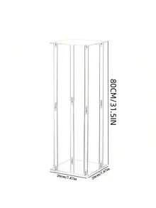 1pc Acrylic Square Flower Stand, Transparent Column Vase Holder, Geometric Centerpiece For Wedding, Tabletop Flower Rack, Home Gathering, Wedding Party Decor, Wedding Stage Floral Display - Transparent - View 17
