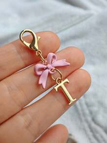 1PC New Elegant Pink Bow Key Chain, Cute English Letter Bow Keychain, Suitable For Women's Daily Use, Gift For Mom, Women's Bag DIY Backpack Pendant Charm Accessory, Wedding And Birthday Gift - Multicolor - View 30