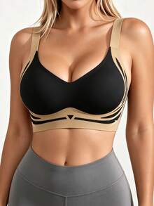 Soft Seamless Lightweight Push-Up Bra, Lift Large Bust, Elegant And Comfortable - Black - View 3