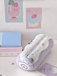 Cute Swiss Roll Plush Pencil Case, Large Capacity Toiletry Bag, Foldable Storage Bag, High-Quality Sweet Stationery Organizer, Suitable For Students - Multicolor - View 10