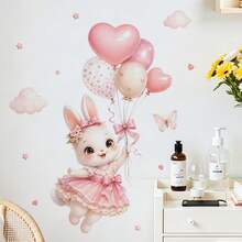 1 buah Stiker Dinding Kelinci Lucu Berwarna Merah Muda, Stiker PVC Tahan Air dan Perekat Mandiri yang Dapat Dilepas, Cocok untuk Kamar Putri, Ruang Tamu, Ruang Kelas, dan Dekorasi Rumah. - Stiker Dinding - View 5