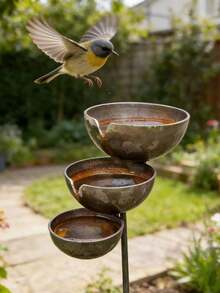 1 Set Vintage Iron Rain Collector Bird Feeder Bee Waterer Rustic Natural Finish Hummingbird Bird Insect Garden Water Feature Patio Birdbath Outdoor Spring Summer Decor Gift Bird Lovers Housewarming Must Haves - Multiple Styles - View 2