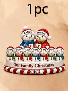 Custom Christmas Snowman Ornament, Personalized 1-9 Names Family Decor, Customized Xmas Keepsake Gift, Customizable Tree Hanging Ornament For Family Christmas Party Decorations - Style F - View 16