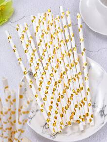 10/24pcs Red Christmas Ball, Pine Branch And Bow Print Paper Tableware Set, Includes Paper Cups, Popcorn Food Boxes, Napkins And Straws, Disposable Paper Tableware Suitable For New Year Celebrations, Family Gatherings, Dessert Events And Seasonal Parties - Multicolor - View 5