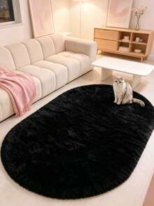 1pc Black Silk Fur Decorative Rug, Love & Healing Bedroom Decor, Small Rug, Carpet, Home Decor, Living Room Rug, Living Room Small Rug, Bedroom Rug, Living Room Home Decor, Outdoor Rug, Washable Rug - Multicolor 8 - View 2