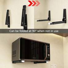 Wall Mounted Microwave Oven Bracket Heavy Duty Adjustable Stainless Steel Shelf Rack 40Kg Load Space Saving Kitchen Storage - 1 - View 5