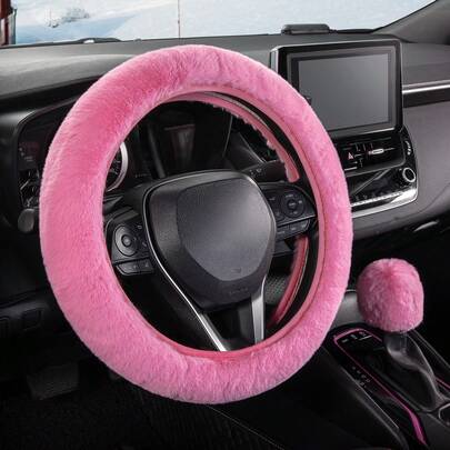 Funda de Volante de Coche de Felpa de Invierno 2 Piezas & Funda de Palanca de Cambios, Elástica sin Anillo Interior Tamaño Universal 15 Pulgadas, Múltiples Colores Disponibles, Accesorios de Interior de Coche