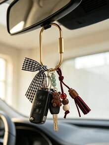 Bag Keychain For Women, Teddy Bear Keychain Pendant With Beads And Ribbon Design, Y2K Style Bag Charm And Car Accessory, Lightweight Keychain, Suitable For Daily Use, Multi-Functional Bag Decor, Rearview Mirror Pendant, Applicable To Handbags, Crossbody Bags, Shoulder Bags, Car Keys, Backpacks, Suitable For Women, Men, Tourists, Friends And Family, Perfect Gift For Teacher's Day, Graduation Season, Back To School, Independence Day, Birthday, Anniversary - Multicolor - View 1