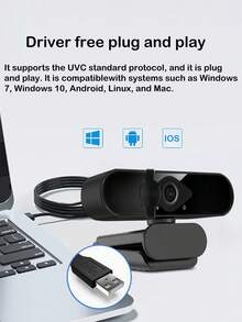 2K HD USB Webcam With Microphone, Computer Camera, 120° Wide Angle Distortion-Free, Plug And Play With Privacy Cover, 360° Rotatable, Suitable For Laptop Desktop Video Calls Meetings Live Streaming - View 9
