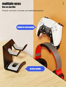 1 Buah Dudukan Pengontrol Game & Headphone Universal yang Dapat Dipasang di Dinding, Gantungan Gamepad Perekat Tanpa Bor, Rak Penyimpanan Ganda untuk Dinding/Meja untuk Aksesori Gaming PS 5 PS 4 Xb O X Switch, Alas Anti Selip, Pengatur Ruang Gaming Hemat Ruang - View 6