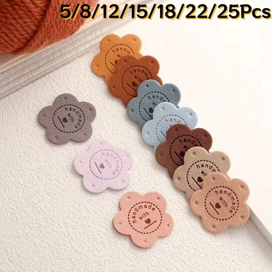 5/8/12/15/18/22/25Pcs Flower Sewing Decorative Labels, Used For Wallet And Clothing Making, Hat Sewing Accessories, Random Colors