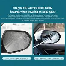 Portable Mini Telescopic Wiper Squeegee Car Rearview Mirror Glass Cleaner Water Rod Auto Cleaning Tool - Black - View 5