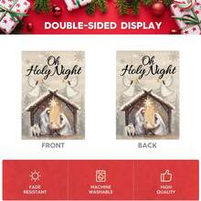1pc Oh Holy Night Christmas Stable Scene Garden Flag, Double-Sided Printed Christmas Yard Outdoor Decor, Flag Pole Not Included - Sacred Night - View 3