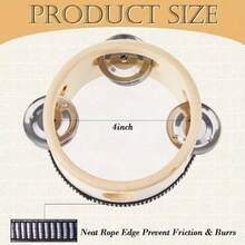 4 Inch Wooden Handheld Tambourine, Single Row Hand-Shaken Percussion Instrument, Suitable For Party, Dance, Church Performance, Accompaniment, Outdoor Wedding, KTV, Family Gathering, Outdoor Activity, Music Class, Party Game, Birthday Party - Natural Wood Hand Drum - View 6