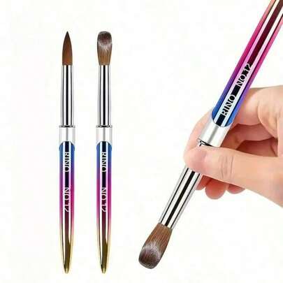 Mink Hair Acrylic Nail Brush Set - High Quality, Odorless, Suitable For Acrylic Application, Nail Extension And Home Nail Salon Use - Suitable For Beginners And Professionals