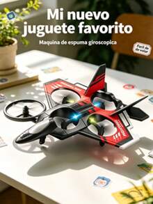 Avión de espuma de control remoto de 4 ejes con giroscopio, juguete volador recargable, disponible en rojo y verde, batería incluida, ideal para regalo infantil - Multicolor - Ver 8