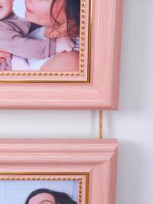 1pc Pink Hanging Photo Frame, Suitable For Displaying Mother And Baby Commemorative Photos, Decorative Frame For Displaying Multiple 4x4 Inch Square Photos, Creative Wall Decor For Baby Room, Storage And Display Of Children's Commemorative Photos, Single Frame Without Photos - Multicolor - View 8