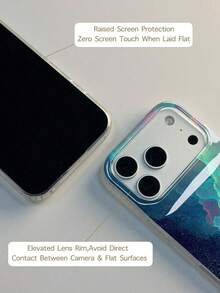 1pc Neon Nebula Starry Fluid Pattern Design Phone Case, Compatible With Phone 17 Pro Max, 16 Pro Max, 15 Pro Max, 14 Pro Max, Korean-Style High-End Fashion Fun Phone Case, Suitable For 11/12/13/14/15/16 Pro Max Plus, Elegant Design For Men And Women, Perfect Gift For Girlfriend On Christmas, Valentine's Day, Easter, Wedding Season And Birthday! - Multicolor - View 2