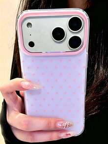 可愛粉色波點亮面果凍手機殼，適用於 iPhone 17 Pro Max 16 Pro Max 17 16 15 14 13 12 Pro Max 11，可愛防震軟背蓋 - 紫粉紅色 - 查看 1