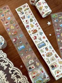 35cm/Loop Cute Japanese Fantasy Forest Die Cut Dispensing Sticker DIY Deco Card Journal Scrapbooking Photo Card Phone Case Collage Supply - Black - View 4