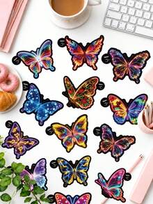 50Pcs Neon Butterfly Stickers For Kids, Colorful Butterfly Decals, Children Art Craft Supplies For Halloween Decor, Scrapbooking, Journaling, Planner DIY & Classroom Activities - Multicolor - View 1