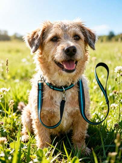 1pc Reflective Heavy‑Duty Nylon Dog Leash, Durable Pet Walking Lead For Small Medium Large Dogs, For Daily Outdoor Walking Training