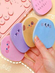 1Pack Cute Cartoon Face Sticky Notes, Colorful Memo Note Pads, Practical Writing Stationery For Students School Office - Multicolor - View 6