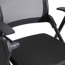 Modern Conference Chair With Mesh Backrest, Folding Office Seating - Black - With Tabletop - View 7